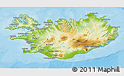 Physical 3D Map of Iceland, political shades outside