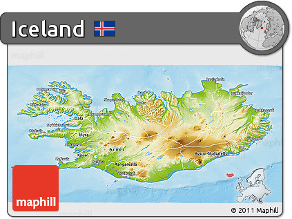 Physical 3D Map of Iceland, single color outside