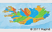 Political 3D Map of Iceland, single color outside