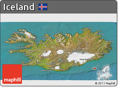 Satellite 3D Map of Iceland