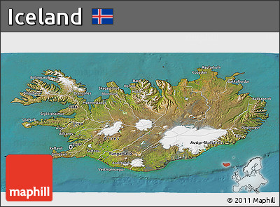 Satellite 3D Map of Iceland