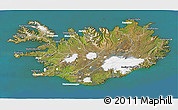 Satellite 3D Map of Iceland, lighten, desaturated, land only