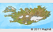Satellite 3D Map of Iceland, single color outside, bathymetry sea