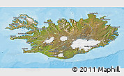 Satellite 3D Map of Iceland, single color outside, bathymetry sea, shaded relief sea