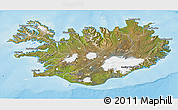 Satellite 3D Map of Iceland, single color outside, shaded relief sea