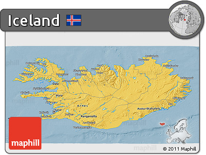 Savanna Style 3D Map of Iceland