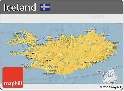 Savanna Style 3D Map of Iceland