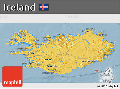 Savanna Style 3D Map of Iceland
