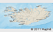 Shaded Relief 3D Map of Iceland, darken, land only