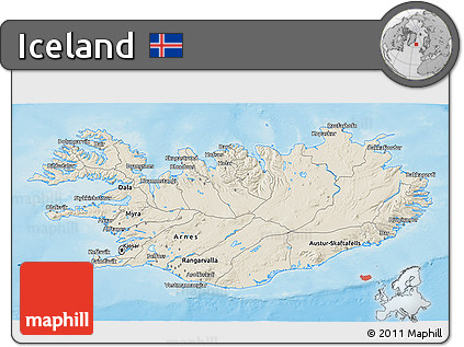 Shaded Relief 3D Map of Iceland