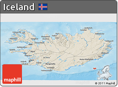 Shaded Relief 3D Map of Iceland
