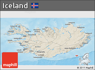 Shaded Relief 3D Map of Iceland