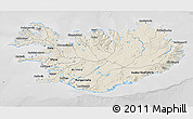 Shaded Relief 3D Map of Iceland, lighten, desaturated