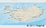 Shaded Relief 3D Map of Iceland, lighten, land only