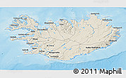 Shaded Relief 3D Map of Iceland, lighten, semi-desaturated, land only