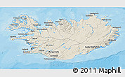 Shaded Relief 3D Map of Iceland, political outside