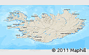 Shaded Relief 3D Map of Iceland, single color outside, bathymetry sea