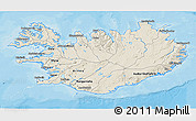 Shaded Relief 3D Map of Iceland, single color outside, bathymetry sea, shaded relief sea