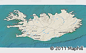 Shaded Relief 3D Map of Iceland, single color outside, satellite sea