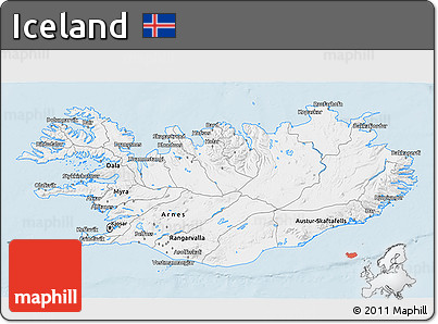 Silver Style 3D Map of Iceland