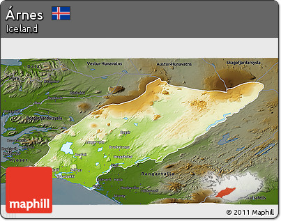 Physical 3D Map of Árnes, darken