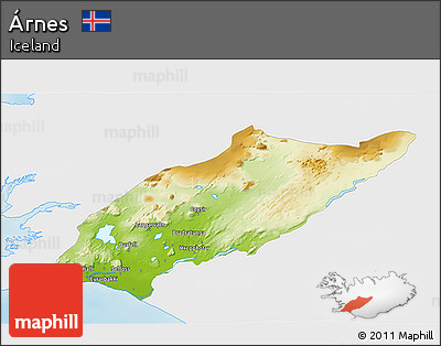 Physical 3D Map of Árnes, single color outside