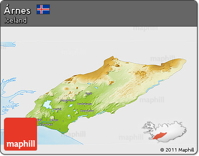 Physical 3D Map of Árnes, single color outside