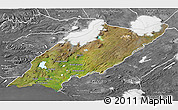 Satellite 3D Map of Árnes, desaturated