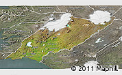 Satellite 3D Map of Árnes, semi-desaturated