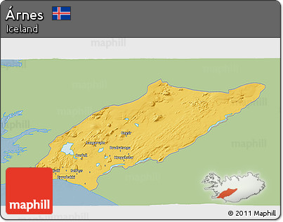 Savanna Style 3D Map of Árnes, single color outside