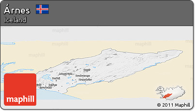 Classic Style Panoramic Map of Árnes, single color outside