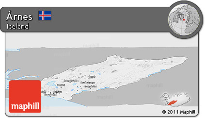 Gray Panoramic Map of Árnes, single color outside
