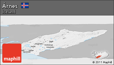 Gray Panoramic Map of Árnes, single color outside