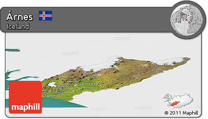 Satellite Panoramic Map of Árnes, single color outside