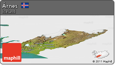 Satellite Panoramic Map of Árnes, single color outside