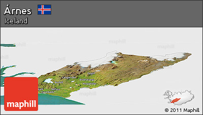 Satellite Panoramic Map of Árnes, single color outside