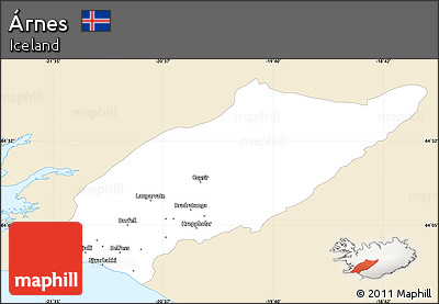 Classic Style Simple Map of Árnes, single color outside