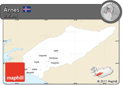 Classic Style Simple Map of Árnes, single color outside