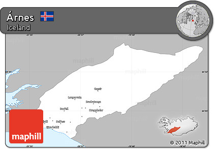 Gray Simple Map of Árnes, single color outside