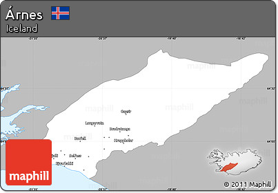Gray Simple Map of Árnes, single color outside