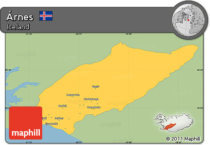 Savanna Style Simple Map of Árnes, single color outside