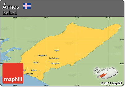 Savanna Style Simple Map of Árnes, single color outside