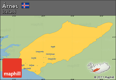 Savanna Style Simple Map of Árnes, single color outside