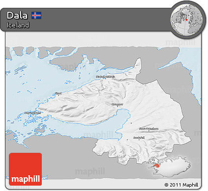 Gray 3D Map of Dala, single color outside