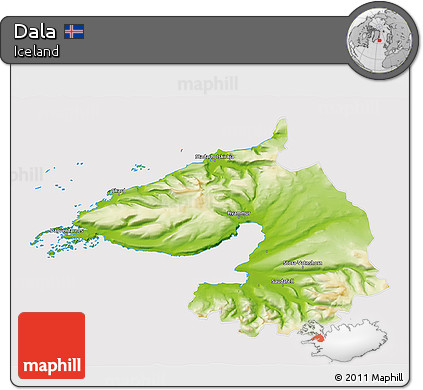 Physical 3D Map of Dala, cropped outside