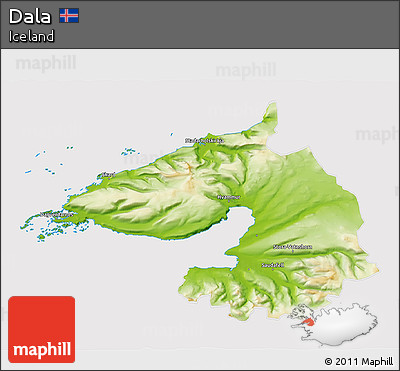 Physical 3D Map of Dala, cropped outside