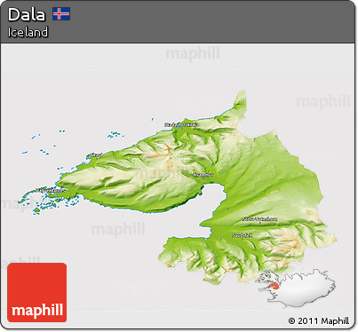 Physical 3D Map of Dala, cropped outside
