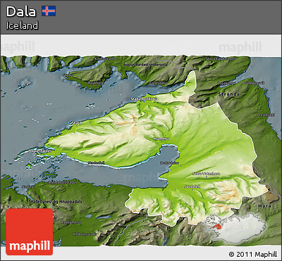 Physical 3D Map of Dala, darken