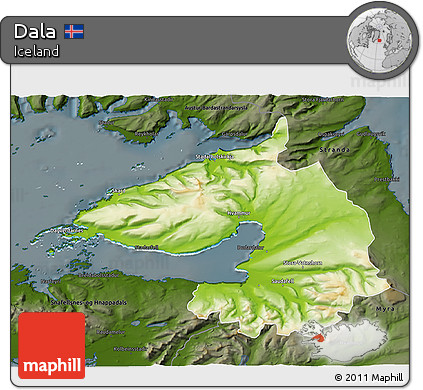 Physical 3D Map of Dala, darken