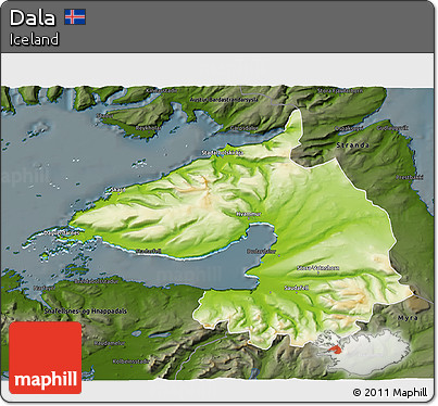Physical 3D Map of Dala, darken